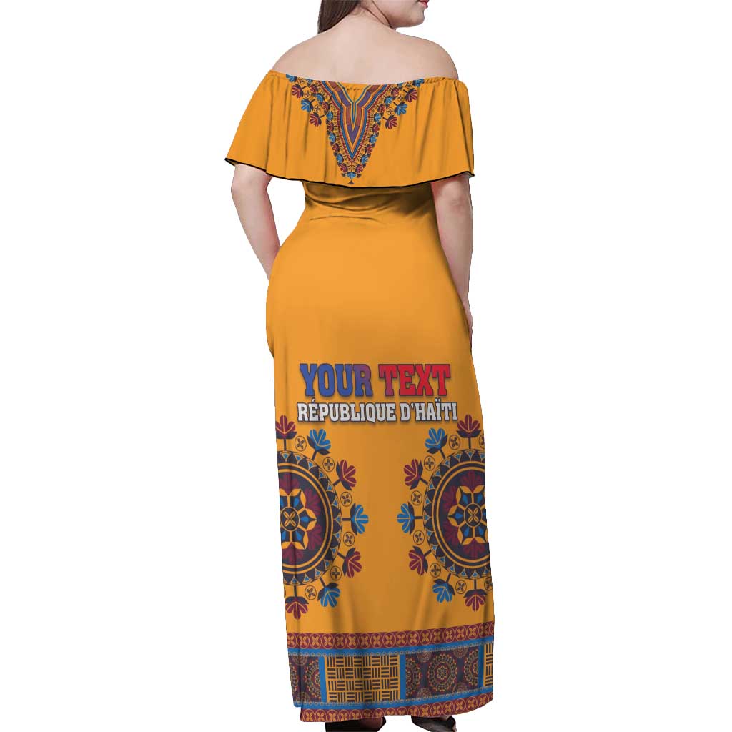 Personalized Haiti Dashiki Off Shoulder Maxi Dress - Wonder Print Shop
