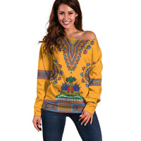 Personalized Haiti Dashiki Off Shoulder Sweater - Wonder Print Shop