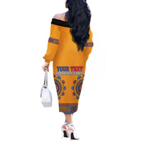 Personalized Haiti Dashiki Off The Shoulder Long Sleeve Dress - Wonder Print Shop