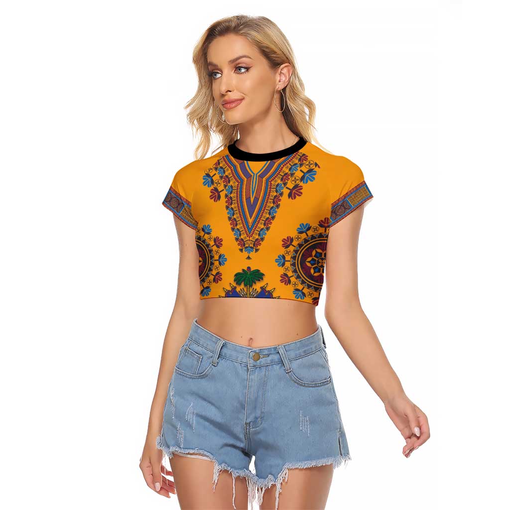 Personalized Haiti Dashiki Raglan Cropped T Shirt - Wonder Print Shop