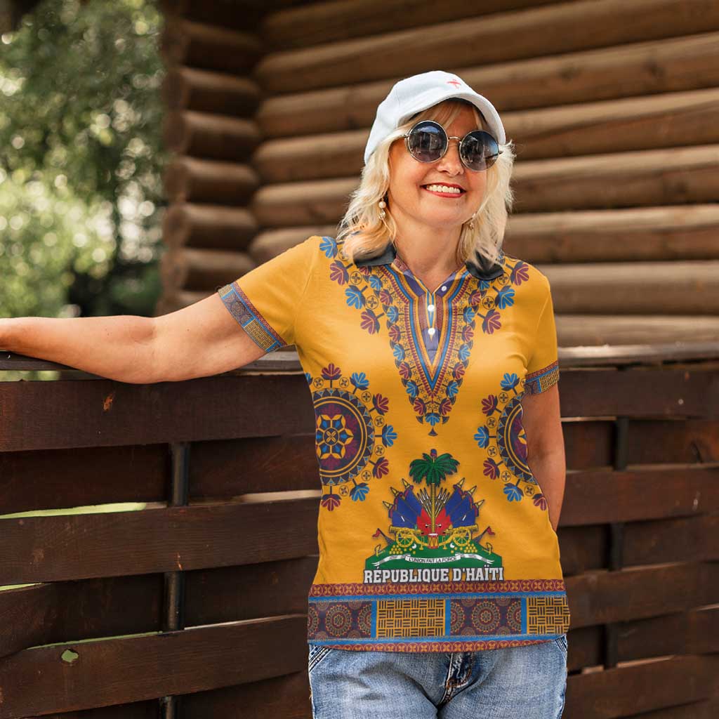 Personalized Haiti Dashiki Women Polo Shirt - Wonder Print Shop