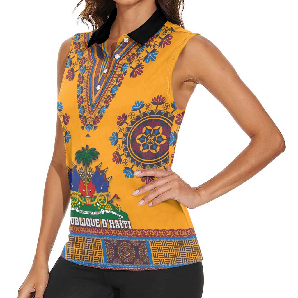Personalized Haiti Dashiki Women Sleeveless Polo Shirt - Wonder Print Shop