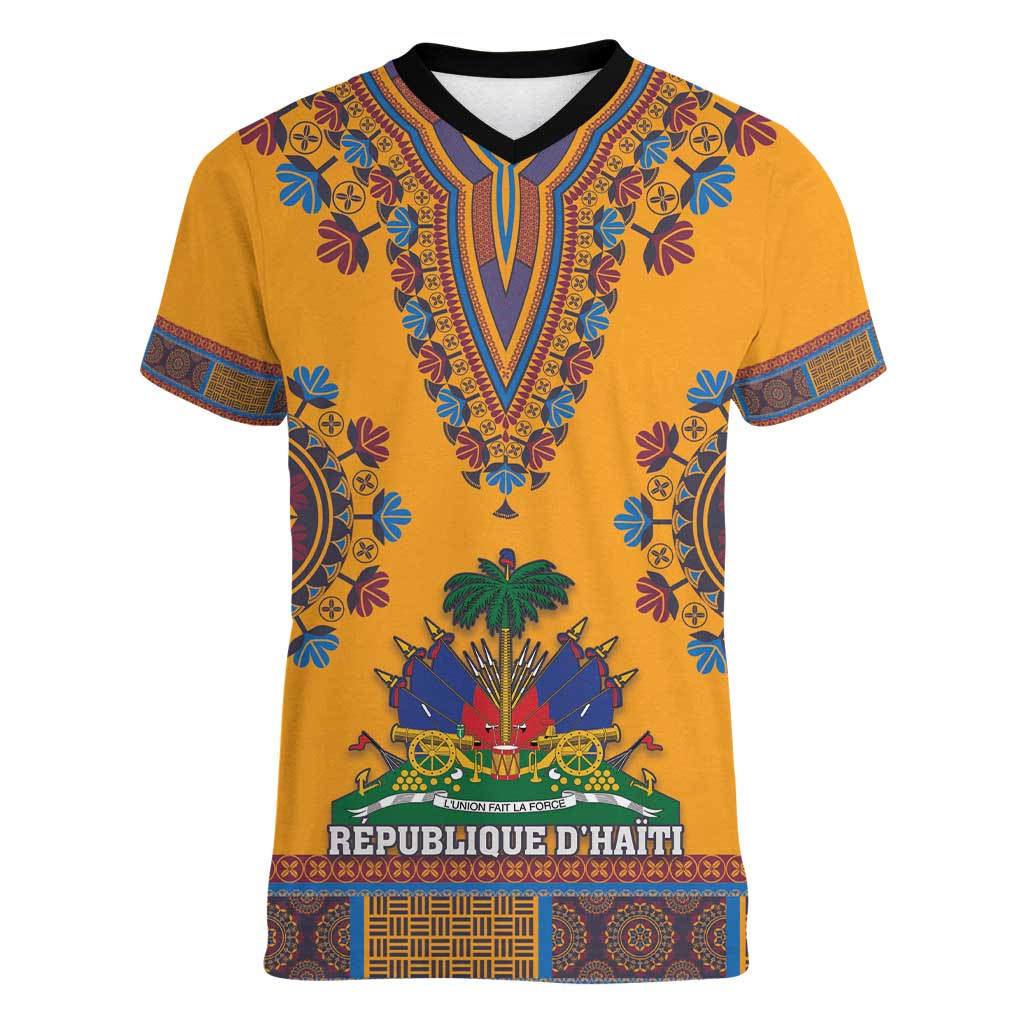 Personalized Haiti Dashiki Women V-Neck T-Shirt - Wonder Print Shop
