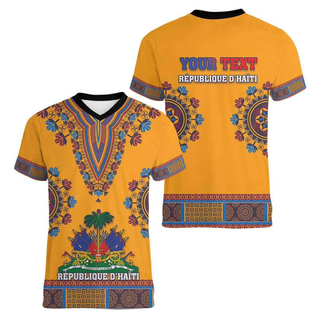 Personalized Haiti Dashiki Women V-Neck T-Shirt - Wonder Print Shop