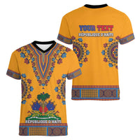 Personalized Haiti Dashiki Women V-Neck T-Shirt - Wonder Print Shop