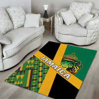 Jamaica Lion Rastafarian Area Rug With Kente Pattern - Wonder Print Shop