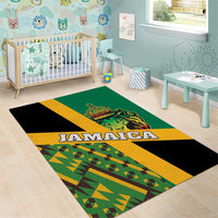 Jamaica Lion Rastafarian Area Rug With Kente Pattern - Wonder Print Shop