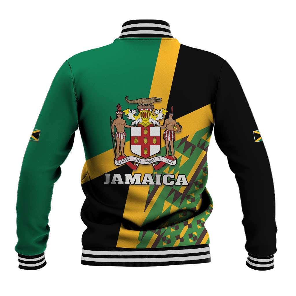 Jamaica Lion Rastafarian Baseball Jacket With Kente Pattern - Wonder Print Shop
