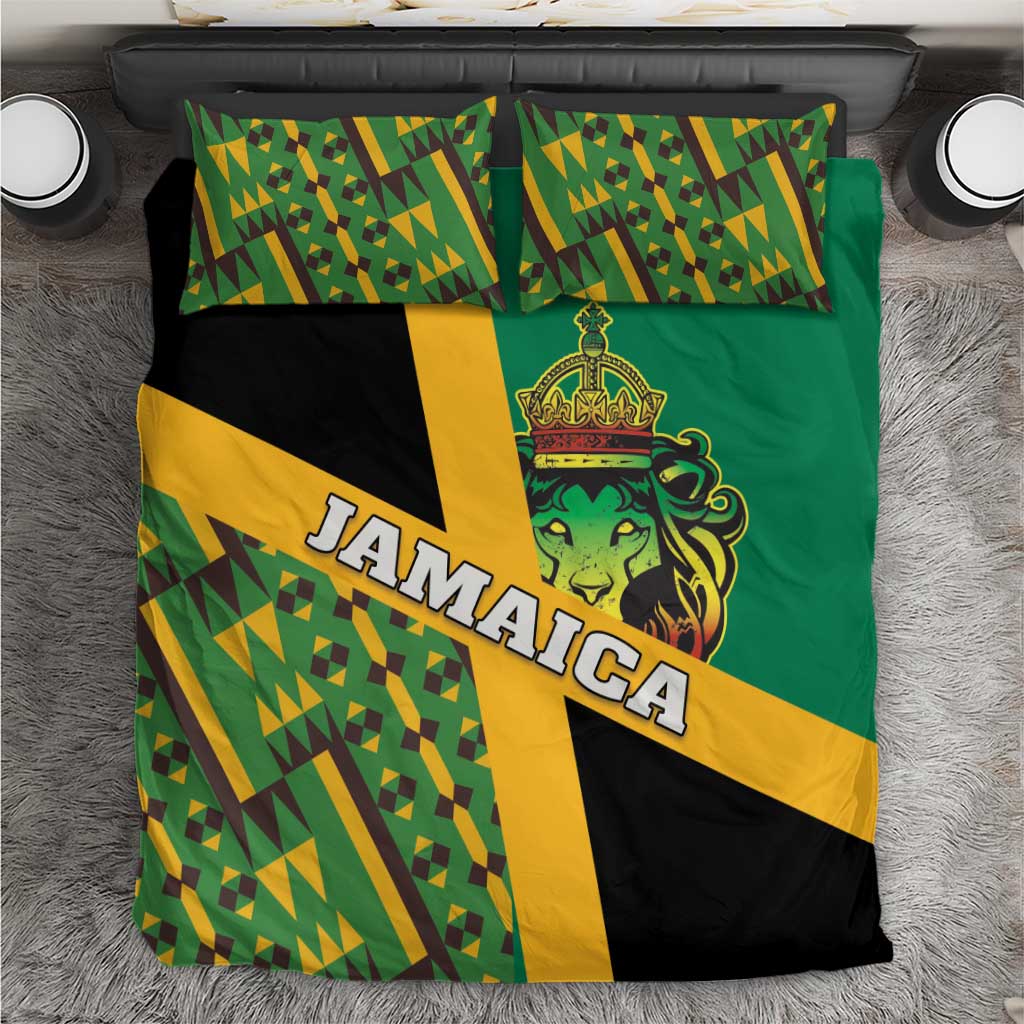 Jamaica Lion Rastafarian Bedding Set With Kente Pattern - Wonder Print Shop