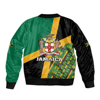 Jamaica Lion Rastafarian Bomber Jacket With Kente Pattern - Wonder Print Shop