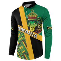 Jamaica Lion Rastafarian Button Sweatshirt With Kente Pattern - Wonder Print Shop