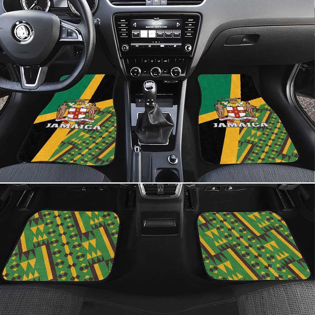 Jamaica Lion Rastafarian Car Mats With Kente Pattern - Wonder Print Shop