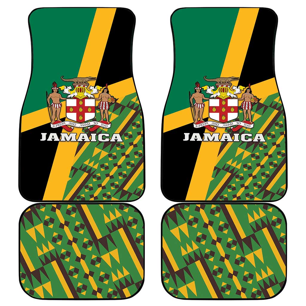 Jamaica Lion Rastafarian Car Mats With Kente Pattern - Wonder Print Shop