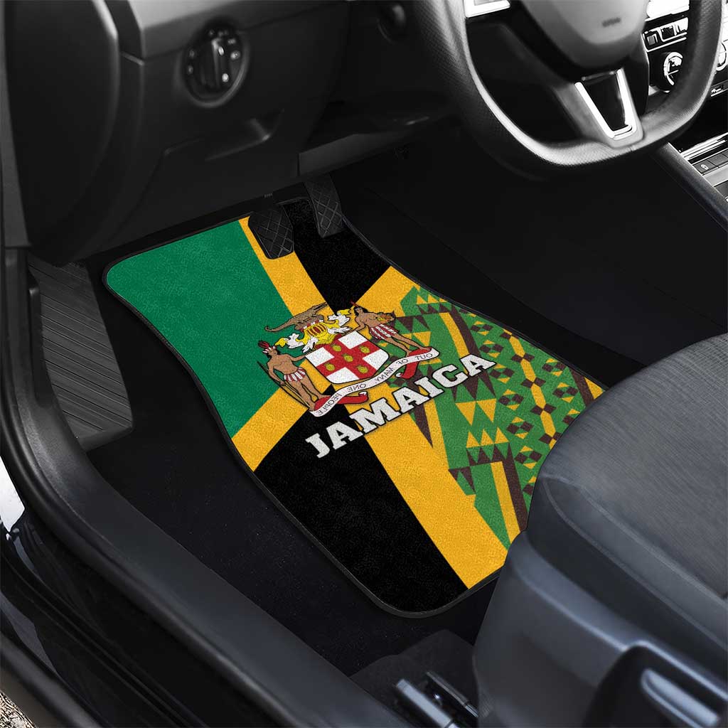 Jamaica Lion Rastafarian Car Mats With Kente Pattern - Wonder Print Shop