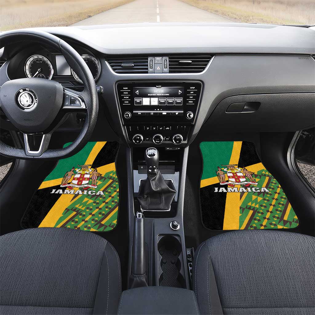 Jamaica Lion Rastafarian Car Mats With Kente Pattern - Wonder Print Shop