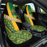 Jamaica Lion Rastafarian Car Seat Cover With Kente Pattern - Wonder Print Shop