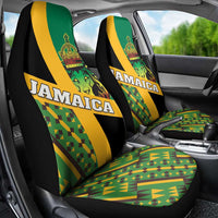 Jamaica Lion Rastafarian Car Seat Cover With Kente Pattern - Wonder Print Shop