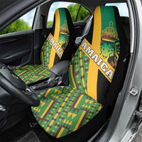 Jamaica Lion Rastafarian Car Seat Cover With Kente Pattern - Wonder Print Shop