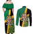 Jamaica Lion Rastafarian Couples Matching Off Shoulder Maxi Dress and Long Sleeve Button Shirt With Kente Pattern - Wonder Print Shop