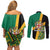 Jamaica Lion Rastafarian Couples Matching Off Shoulder Short Dress and Long Sleeve Button Shirt With Kente Pattern - Wonder Print Shop