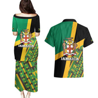 Jamaica Lion Rastafarian Couples Matching Puletasi and Hawaiian Shirt With Kente Pattern - Wonder Print Shop