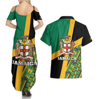 Jamaica Lion Rastafarian Couples Matching Summer Maxi Dress and Hawaiian Shirt With Kente Pattern - Wonder Print Shop