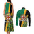 Jamaica Lion Rastafarian Couples Matching Tank Maxi Dress and Long Sleeve Button Shirt With Kente Pattern - Wonder Print Shop