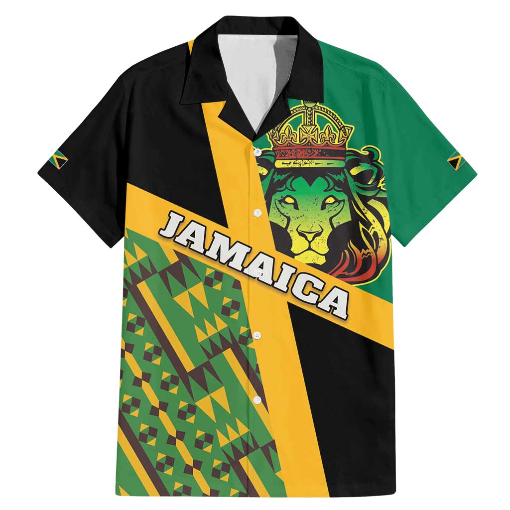 Jamaica Lion Rastafarian Family Matching Mermaid Dress and Hawaiian Shirt With Kente Pattern - Wonder Print Shop