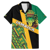 Jamaica Lion Rastafarian Family Matching Mermaid Dress and Hawaiian Shirt With Kente Pattern - Wonder Print Shop