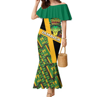 Jamaica Lion Rastafarian Family Matching Mermaid Dress and Hawaiian Shirt With Kente Pattern - Wonder Print Shop