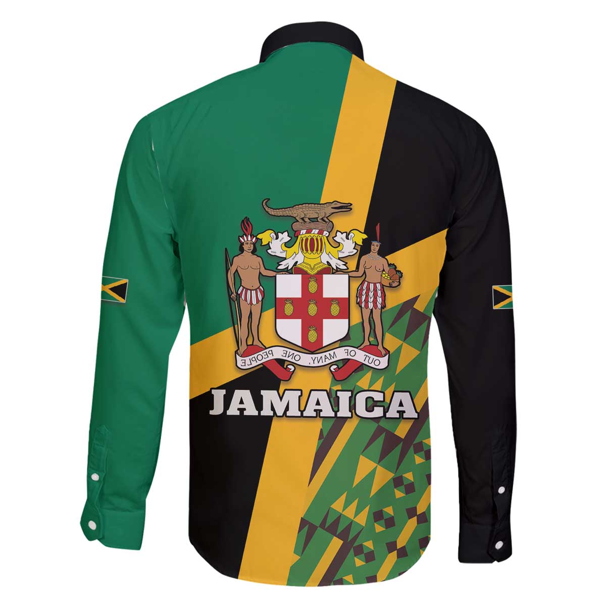 Jamaica Lion Rastafarian Family Matching Off The Shoulder Long Sleeve Dress and Hawaiian Shirt With Kente Pattern - Wonder Print Shop
