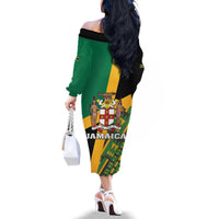 Jamaica Lion Rastafarian Family Matching Off The Shoulder Long Sleeve Dress and Hawaiian Shirt With Kente Pattern - Wonder Print Shop