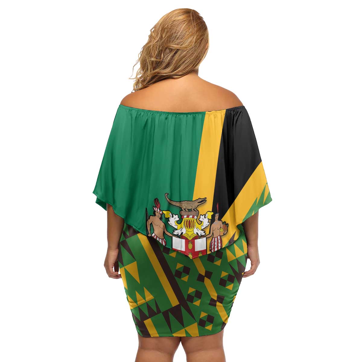 Jamaica Lion Rastafarian Family Matching Off Shoulder Short Dress and Hawaiian Shirt With Kente Pattern - Wonder Print Shop