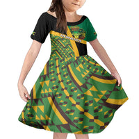 Jamaica Lion Rastafarian Family Matching Short Sleeve Bodycon Dress and Hawaiian Shirt With Kente Pattern - Wonder Print Shop