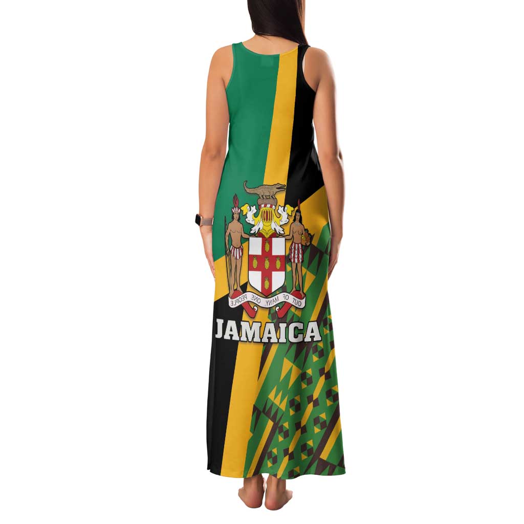 Jamaica Lion Rastafarian Family Matching Tank Maxi Dress and Hawaiian Shirt With Kente Pattern - Wonder Print Shop