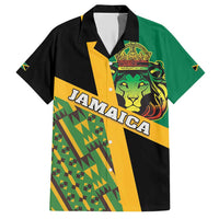 Jamaica Lion Rastafarian Hawaiian Shirt With Kente Pattern - Wonder Print Shop