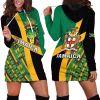 Jamaica Lion Rastafarian Hoodie Dress With Kente Pattern - Wonder Print Shop