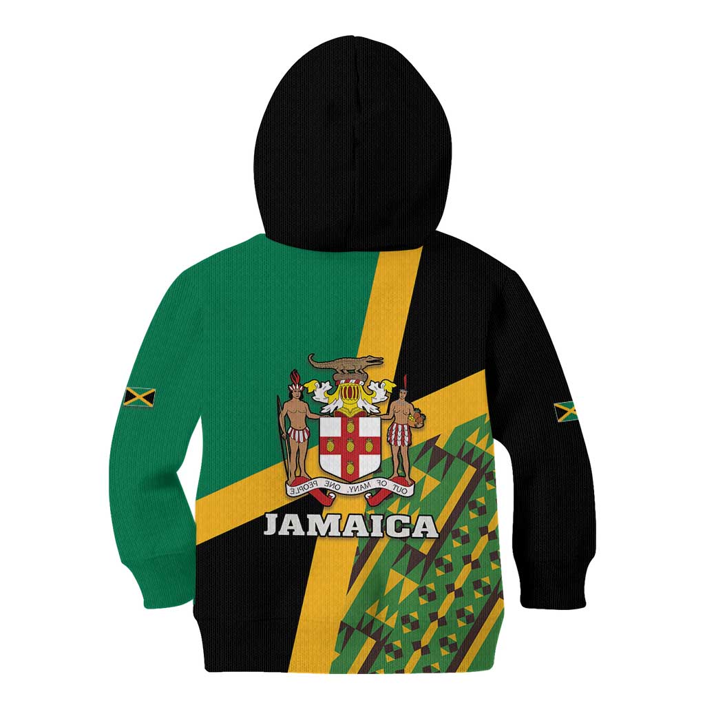 Jamaica Lion Rastafarian Kid Hoodie With Kente Pattern - Wonder Print Shop