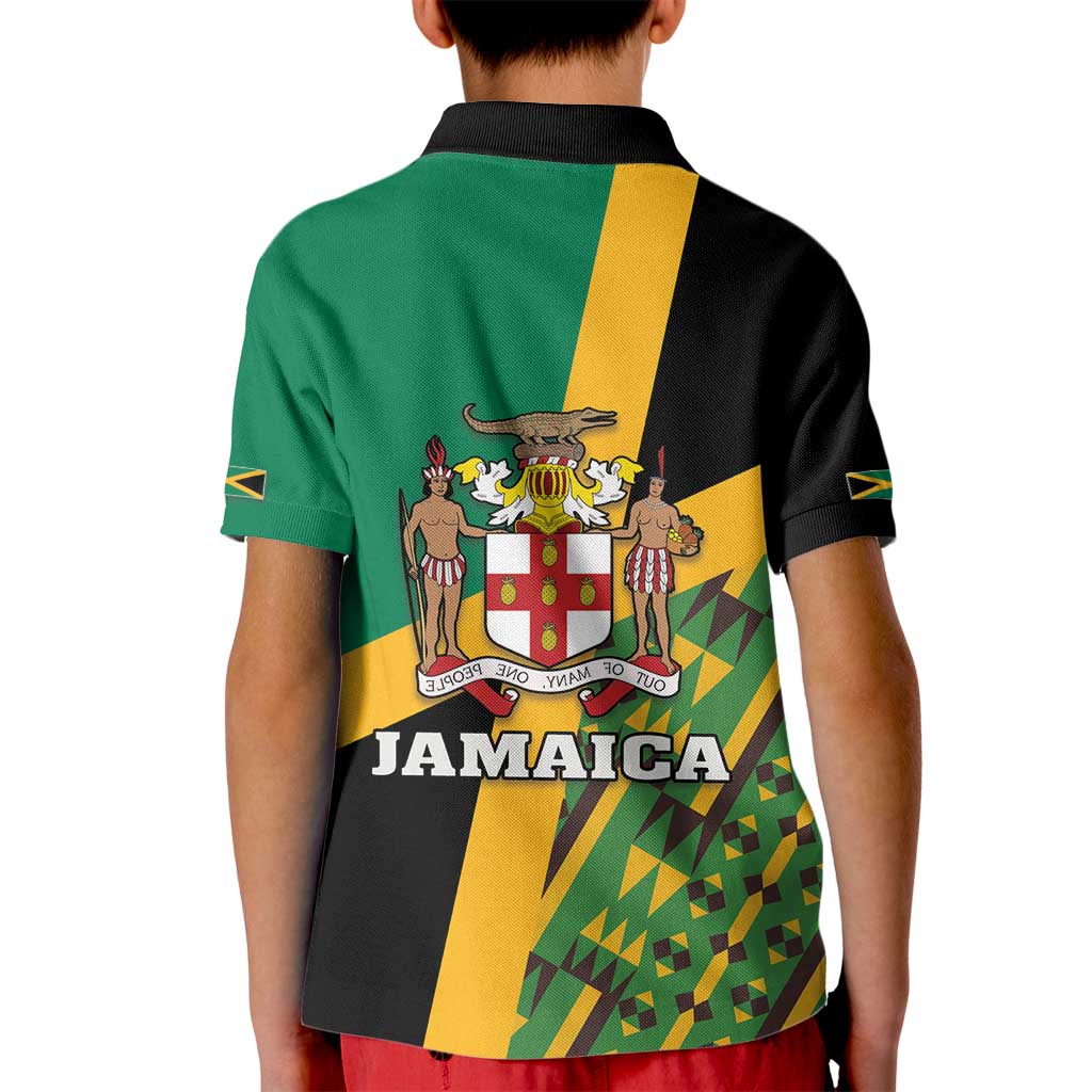 Jamaica Lion Rastafarian Kid Polo Shirt With Kente Pattern - Wonder Print Shop