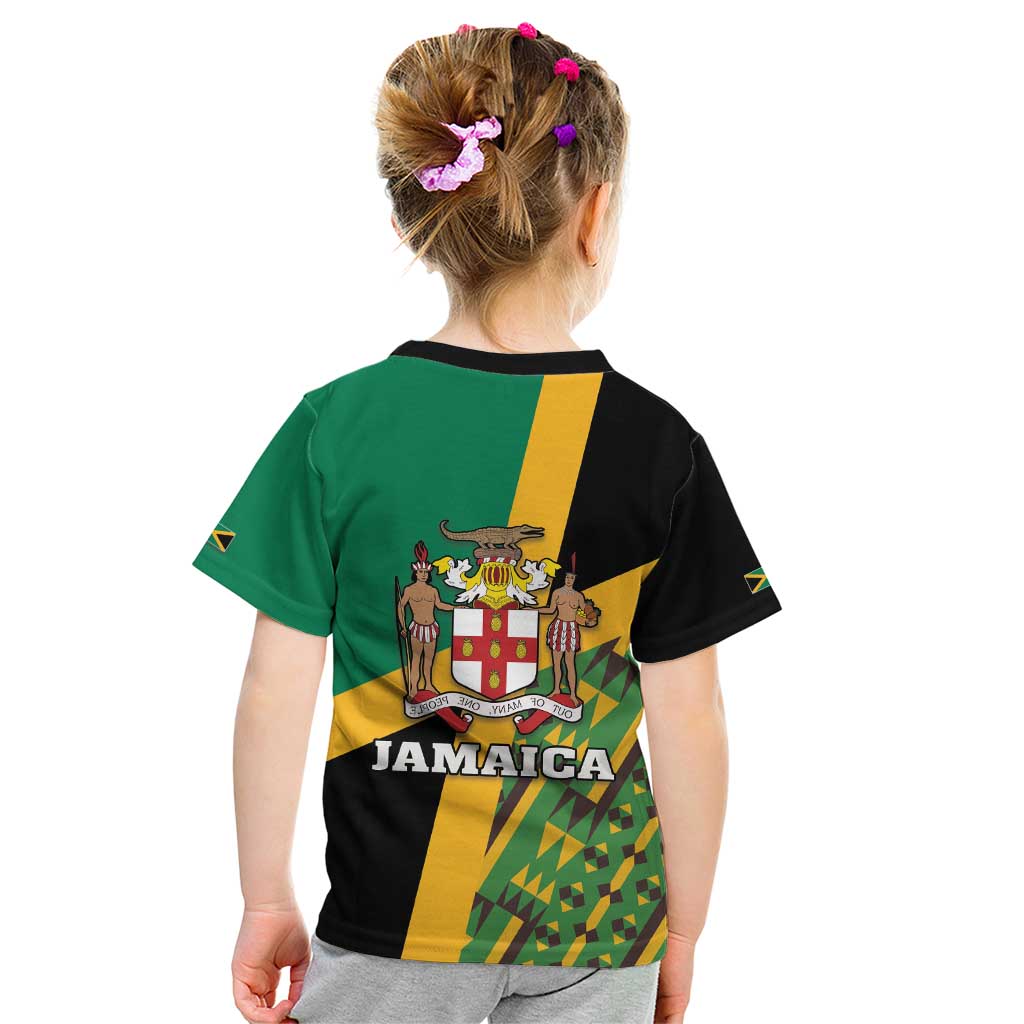 Jamaica Lion Rastafarian Kid T Shirt With Kente Pattern - Wonder Print Shop