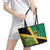 Jamaica Lion Rastafarian Leather Tote Bag With Kente Pattern - Wonder Print Shop