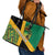 Jamaica Lion Rastafarian Leather Tote Bag With Kente Pattern - Wonder Print Shop