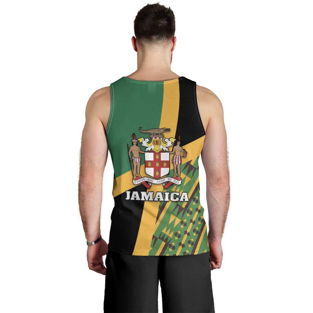 Jamaica Lion Rastafarian Men Tank Top With Kente Pattern - Wonder Print Shop