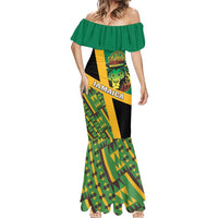 Jamaica Lion Rastafarian Mermaid Dress With Kente Pattern - Wonder Print Shop
