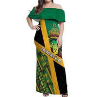 Jamaica Lion Rastafarian Off Shoulder Maxi Dress With Kente Pattern - Wonder Print Shop