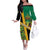 Jamaica Lion Rastafarian Off The Shoulder Long Sleeve Dress With Kente Pattern - Wonder Print Shop