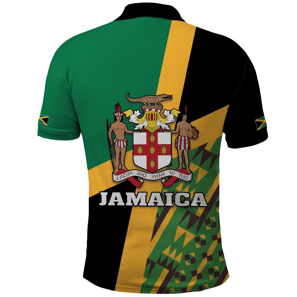 Jamaica Lion Rastafarian Polo Shirt With Kente Pattern - Wonder Print Shop