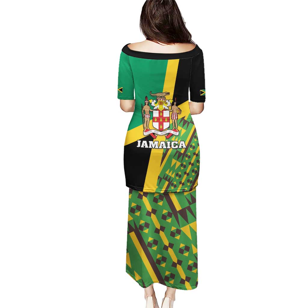 Jamaica Lion Rastafarian Puletasi With Kente Pattern - Wonder Print Shop