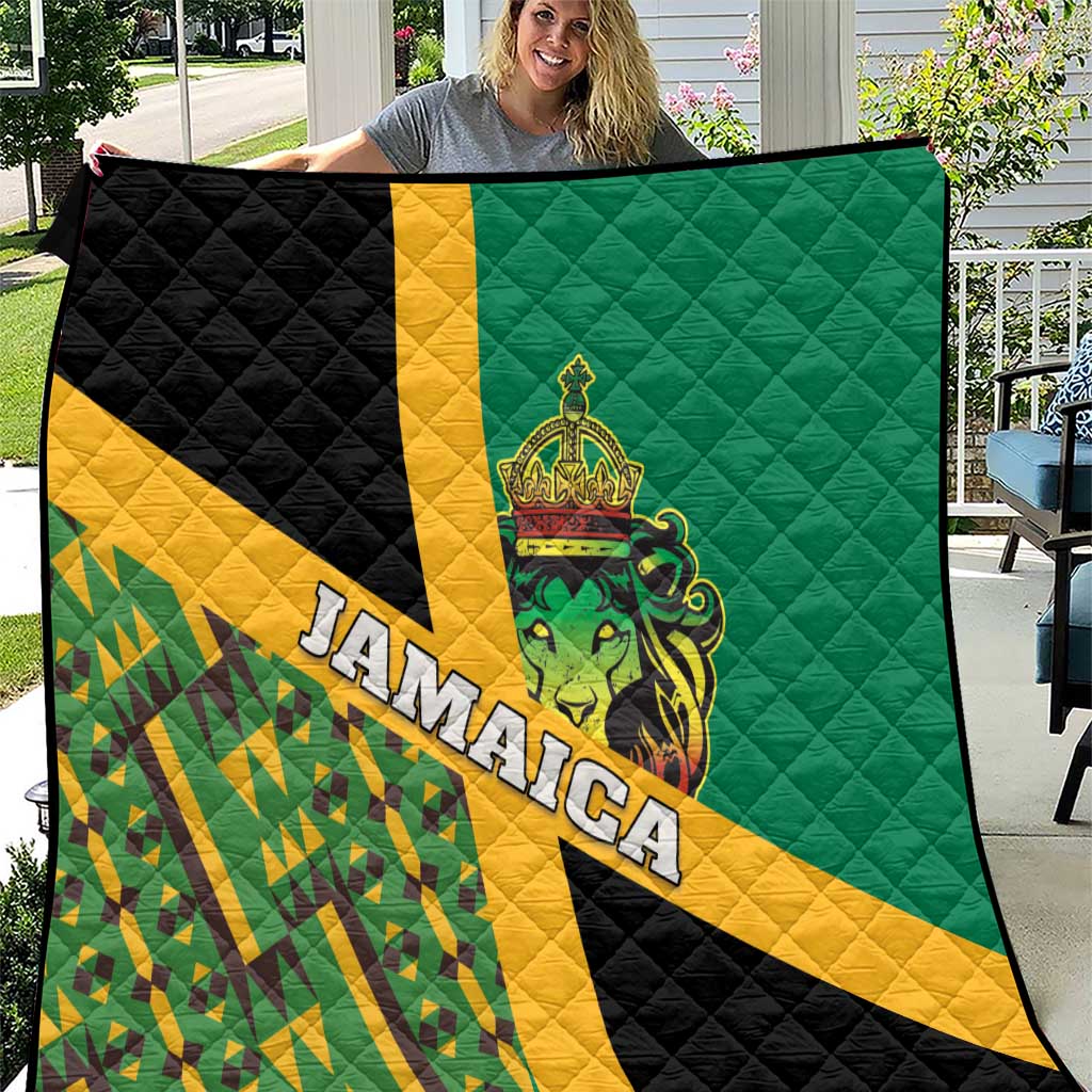 Jamaica Lion Rastafarian Quilt With Kente Pattern - Wonder Print Shop