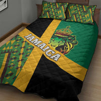 Jamaica Lion Rastafarian Quilt Bed Set With Kente Pattern - Wonder Print Shop